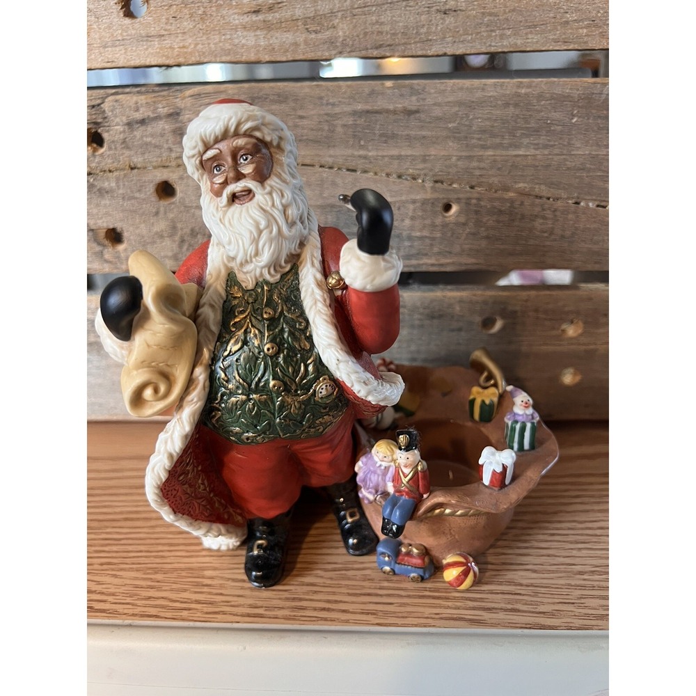 PartyLite  Fine‎ Porcelain Christmas Santa Figurine Tea Light 7.1" tall
